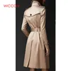 Moda da primavera de alta qualidade Women Trench Coat Long Windbreaker Moda Trend Trendência Dubrobradanteada Slim Long Trench 220812