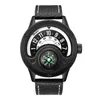 Orologi da polso Oulm Orologi sportivi Uomo Bussola decorativa Design unico Orologio al quarzo maschile Cinturino in pelle da uomo Orologio da polso casual Uomo