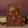 Vintage Travel Notepad Präglad Skull Leather Notebook Hardcover Tidskrifter Sketchbook Planner School Supplies