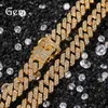 New 12mm bar CUBAN CHAIN men's Gold Plated diamond alloy hip hop Necklace222Q