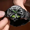 Wristwatches الأصلي 3D Car Rim Man Watch Super Wheel Watches Quartz Movement Mostrabling Fethel Stail Steel Men Sports for Bbawristwatches