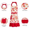 Aventais de auditoria de cozinha com luva de forno/ potholder/ chapéu de chef 4pcs Conjunto