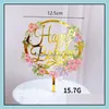 Other Event Party Supplies Festive Home Garden Cake Topper Light Flower Happy Birthday Cak Dhmcw