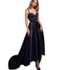 Elegant Dark Navy Prom Dresses 2022 Sexy Spaghetti Appliques Lace Evening Gowns Sleeveless Sweetheart Custom Made party Dress