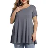 Femmes été à manches courtes solide chemisier décontracté t-shirt grande taille 5XL 6XL dames tunique Peplum hauts 220526