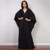 Deusa grega vestido longo branco puro impressionante cor sólida preto kaftan cintura alta manga batwing maxi vestidos para mulheres elegantes 2206270e