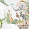 北欧の植物の壁のステッカー熱帯の熱帯雨林の動物デカール居間の寝室の子供部屋の装飾PVCステッカー220328