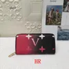 Diseñador de marca para mujer, carteras largas de color degradado, bolso de pulsera de lujo, bolso de señora, pasaporte, identificación, titular de la tarjeta de crédito, piel de vaca artificial 234l