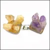 Charms Bijoux Finages Composants Fashion Naturel Stone Irregar Pendant 29x39mm Amethyst Citrine Charm Diy Mens and Womens Collier Earri