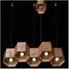 Pendant Lamps JW_Modern LED Honeycomb Shape Lights Wood Lighting Hanging For Kitchen Dining Room Living Bar Decor
