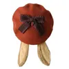 Bunny Beret Mulheres fofas lolita boinas de lã francesa estilo de inverno quente chapéu de gorro j220722