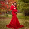 Vestidos de maternidad sin hombros Pogross Props Sexy Split Side Maxi Vestido para mujeres embarazadas Vestido de embarazo largo PO Shoots298L2631