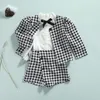 Ma&Baby 1-7Y Child Kid Girls Clothes Set Long Sleeve Coat Jacket White Blouse Shorts Outfits Autumn Spring Costumes DD43 220419