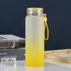 6 Color Sublimation Tumblers Water Bottle 500ml Frosted Glass Water Bottles gradient Blank Tumbler