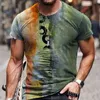 Camiseta masculina com estampa de bandeira gola redonda legal tamanho grande muscular streetwear camiseta masculina