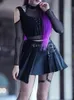 Goth Dark Fishnet Cut Out Donna Sexy Halter T-shirt Mall Gothic Grunge Nero Fasciatura Crop Top Punk Spalla aperta Alt Abbigliamento 220407