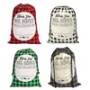 Plaid Christmas Santa Sack 2022 Xmas Gift Bag with Drawstring Extra Large Lattice Cotton Canvas Pouch