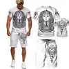 Antico Horus Dio egiziano Occhio d'Egitto Faraone Anubis Face T-shirt Set con pantaloncini Tuta da uomo Set 2 pezzi 220524