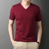 Мужские футболки высокий бренд с короткими рукавами чистого цвета Мужская одежда 2022 Высококачественная хлопчатобумажная футболка Топ V-образный выстрел
