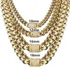 Catene 6-18mm Largo Acciaio inossidabile Cubano Miami Collane CZ Zircon Box Lock Grande catena d'oro pesante per uomo Hip Hop Rapper JewelryChains