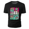 T-shirts hommes hommes été hawaïen plage personnalité lettre impression col rond manches courtes t-shirt vêtements chemisemen