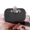 Evening Bags Rhinestones Women Bag Small Female Party Flower Metal Day Clutch Silver/Gold/Black Crystal Wedding Handbags YM1055Evening