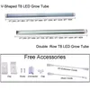 380-800nm ​​Full Spectrum LED Grow Lights LED GRURS TUBE 8ft T8 V-formade integrationsrör för medicinska växter och blomma fruktrosa färg Crestech