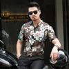 Männer Casual Hemden Sommer Ankunft Männlich Sexy Hohl Floral Shirt Herren Durchsichtig Mode Druck Kleid Kurze SleeveMen's