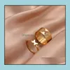 Cluster Rings Jewelry Creative Butterfly For Women Men Lover Couple Ring Set Friendship Engagement Wedding Open 2Pcs/Set Gold Sier Colors Dr