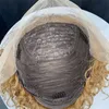 Pixie Cut Wig Ombre Brown Red Color Short Curly Human Hair Wigs For Women Water Wave Lace Wig Perruque Cheveux Humain