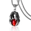 Pendant Necklaces Classic Dragon Claw Titanium Steel Necklace Punk Red Black Faux Crystal Ball For Men Fashion JewelryPendant NecklacesPenda