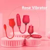 NXY Vibrators Clit Sucker Lick Rose Sex Toy Massage Dildo 2 i 1 för kvinnor Vuxen 0411