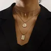 Hänge halsband Imitation Pearl Coin Pendants for Women Gold Color Clavicle Chain Layed Halsband Kvinna 2022 Fashion Jewelry