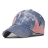 Visors Summer Hats Women Beach Casual Tied Dye Drukowana kolorowa czapka baseballowa szczytowa młodzieżowa OLIV22