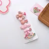 5 pezzi di fiori in tessuto colorato per bambini coreani alla moda, forcine per capelli, accessori per capelli con clip BB floreale per bambina dolce