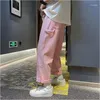 Mäns Jeans 2022 Rak Harem Sommar Rosa / Blå Koreansk Man Loose Denim Trousers Streetwear Man Casual Byxor Solid Färg S-3XL