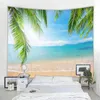 Tapestry Beach Landscape Wallpaper Beach Print Tapestry Home Decor Beautiful Beach Seaside Palm Tree Landscape Wall Hanging J220804