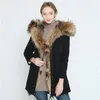 Kvinnors päls faux märke 2022 Real Coat Winter Jacka Women Parka Big Natural Raccoon Collar Thick Warm Liner Parkaswomens Women's Swomen's