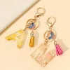 Acrylic Butterfly Letter Keychains English Alphabet Crystal Women Key Chains Ring Tassels Keyring Holder Pendent Gift Accessory