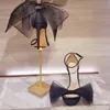 Trendy Summer Women High Heels Bow Tie Shoes Open Toe Sexy Silk Club Ankle Strap Elegant Wedding Shoes For Bride Party Lady Sandals CL0598