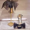 Femmes à la mode talons hauts d'été noeud papillon bout ouvert sexy soie club bride à la cheville chaussures de mariage élégantes pour la fête de la mariée dame sandales CL0598