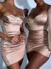 ARTICAT robe de soirée moulante pour l'année femmes Satin dos nu Club vêtements hors épaule sans bretelles Vestidos femme s élégant 220521