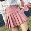 Summer Women Spódnica Czarny Wysokowy Talia Plaid Krótki Plisowany Biały Y2K Koreański Moda Kawaii A-Line Mini Studio 220322