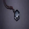 Men de la pierre naturelle Naturel Black Obsidian Pendant Collier bijoux étoile polie de David Pendant Drop 239S1445756