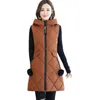 Gilets pour femmes à capuche épais longs femmes gilet gilet 2022 automne hiver chaud femme survêtement Parkas sans manches dames veste manteau CM644