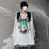 Harajuku oversize homens manga longa outono camiseta gótico preto retro ulzzang aconchegante moda streetwear solto plus size hip hop tops 220708