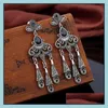 Dangle Lustre Boucles D'oreilles Bijoux Sier Drop Pour Femmes Fille Vintage Tibétain Résine Gem Et Mode En Gros - 0806Wh Livraison 2021 Bicgj