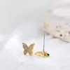 Ohrstecker, glänzender CZ-Zirkon-Schmetterlings-Ohrring-Set, Mini-süßes Ohr-Piercing, Modeschmuck, funkelnde Schmetterlinge, Manschetten-Knorpel-Ohrringe