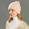 Women Hat Winter 2021 Hats Skull Caps Sticked Beanie Hat High Cuff High Quality Femme Casual Solid Color Adult J220722