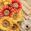 Декоративные цветы венки 7pcs ветвь подсолнечник gerbera шелк искусствоц